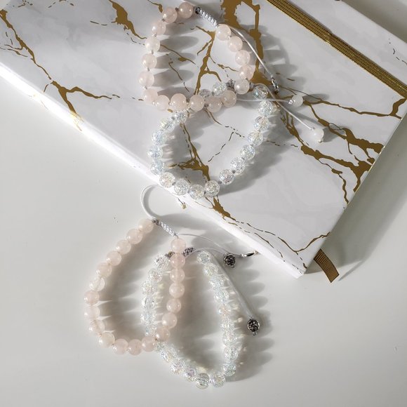 Natural Rose OR Angel Aura Quartz Bracelet - Picture 2 of 3